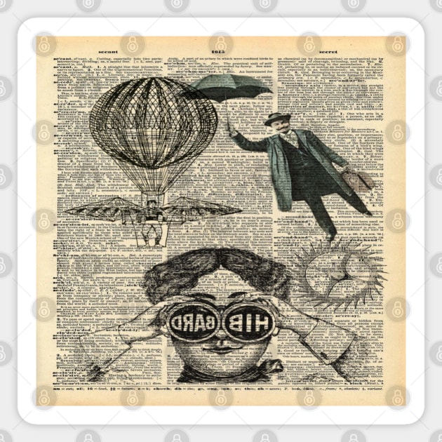Dark Academia binoculars hot air balloon victorian steampunk Sticker by Tina
